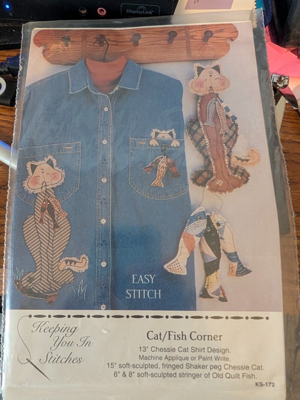 Keeping You In Stitches Cat & Fish Corner Applique Patterns Vintage